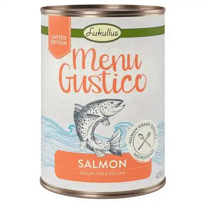 Lukullus Menu Gustico con salmón y zanahoria, alfalfa y espinacas  - 6 x 400 g - Lukullus - Comparador de precios