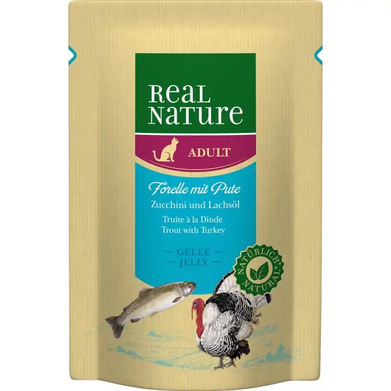 Real Nature Classic Para Gatos Bolsitas Pavo Trucha Gelatina, Unidades 1 x 12 sobres 85gr - Real Nature - Comparador de precios