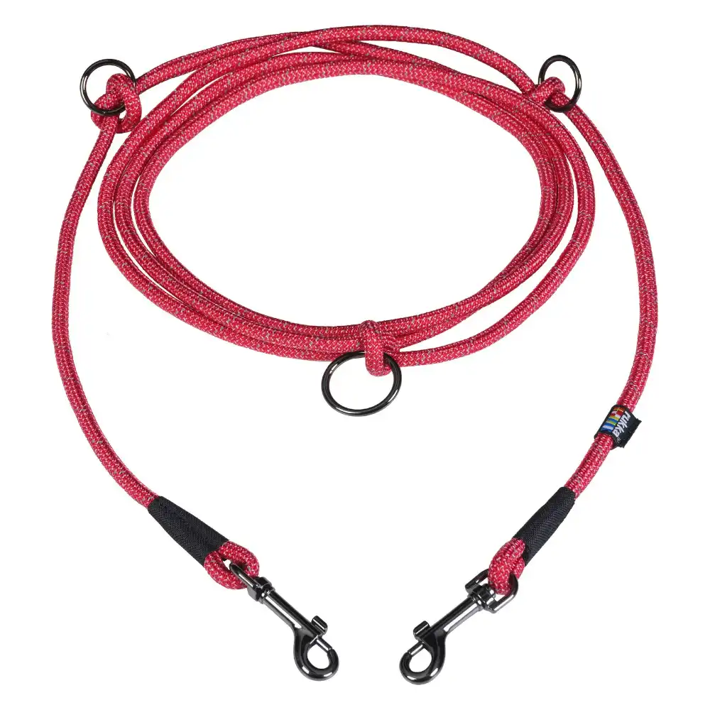 Correa de cuerda ajustable Rukka®, roja para perros - M: 300 cm de largo, 8 mm de diámetro