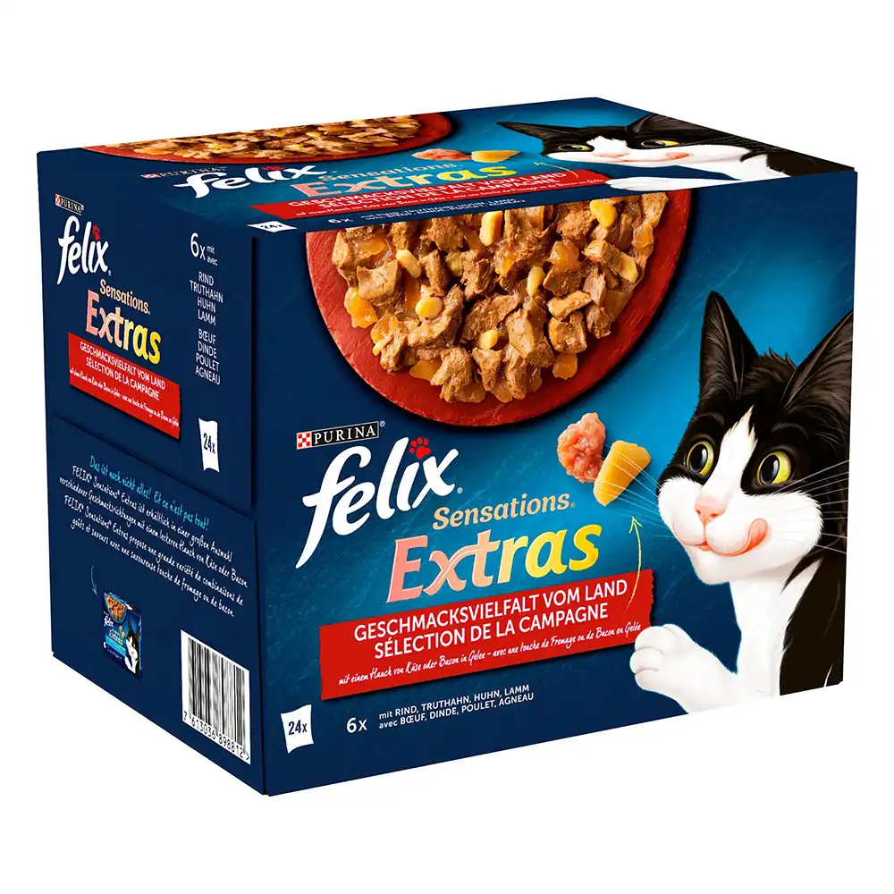 Felix Sensations Extra 24 x 85 g - Vacuno, pavo, pollo y cordero - Felix - Comparador de precios