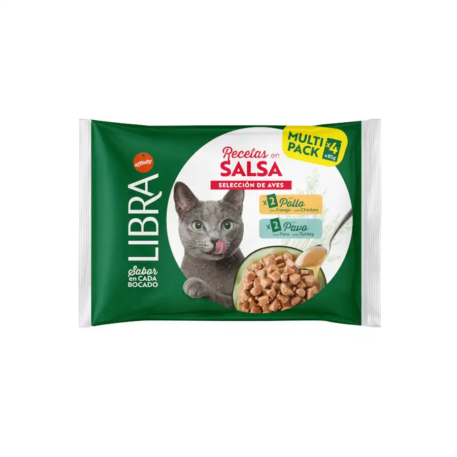 Libra Pollo y Pavo Sobres en Salsa para gatos 4 sobres x 85 g - Libra - Comparador de precios
