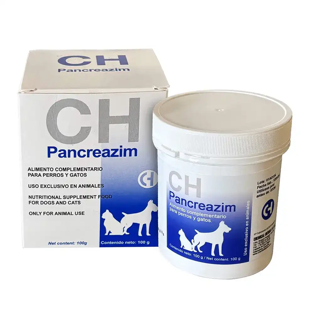 Pancreazim 100 g en polvo suplemento de enzimas pancreáticas utilizado para mejorar la digestión de perros y gatos Chemical Ibérica - CHEMICAL IBÉRICA - Comparador de precios