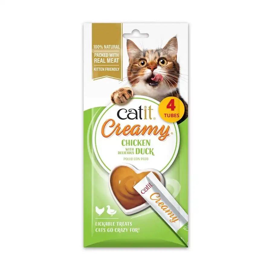 Snacks cremosos para gatos Catit Creamy – 4 Tubos Pollo y Pato, 4x10g - 4x10 g - Catit - Comparador de precios