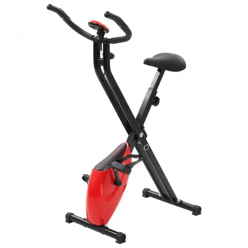 VidaXL Bicicleta Estática Magnética Plegable con Pulsómetro Negra/Roja