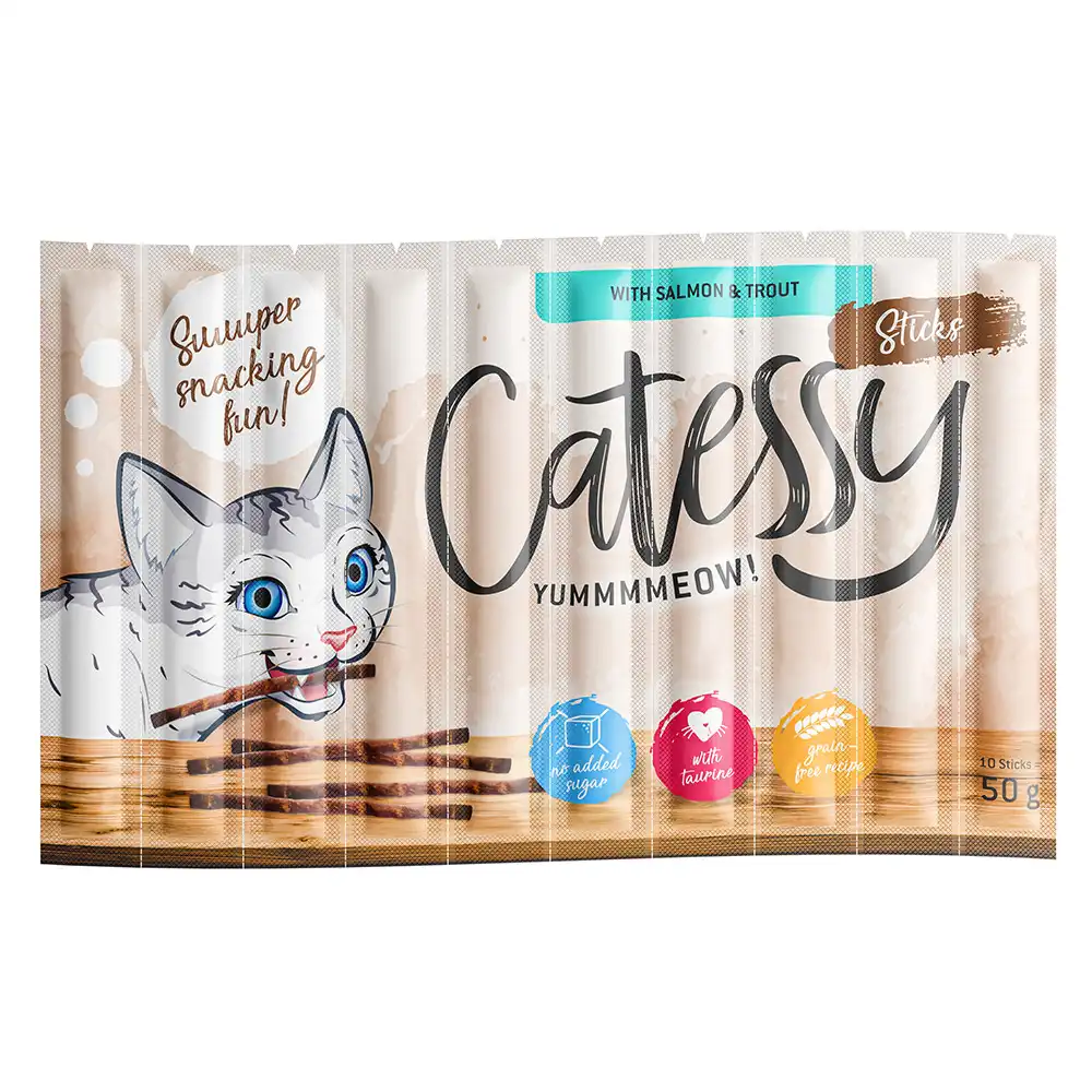 Catessy Sticks 10 x 5 g snacks para gatos - Salmón y trucha - Catessy - Comparador de precios