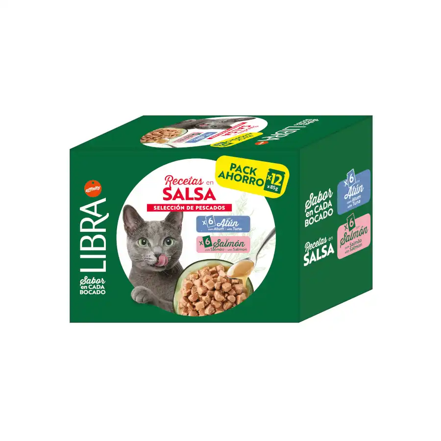 Libra Salmón y Atún Sobres en Salsa para gatos 4 sobres x 85 g - Libra - Comparador de precios
