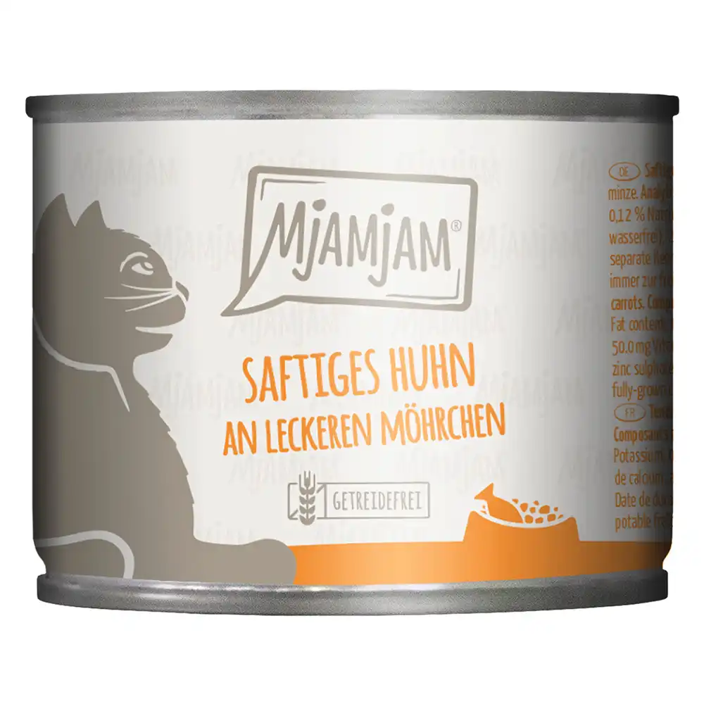 MjAMjAM comida húmeda para gatos 6 x 200 g - jugoso pollo con sabrosas zanahorias