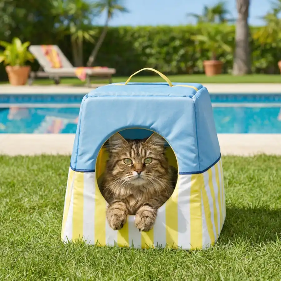 Summer Vibes Cama Cueva Azul y Amarillo para gatos - 35 x 35 x 35 cm - Summer Vibes - Comparador de precios