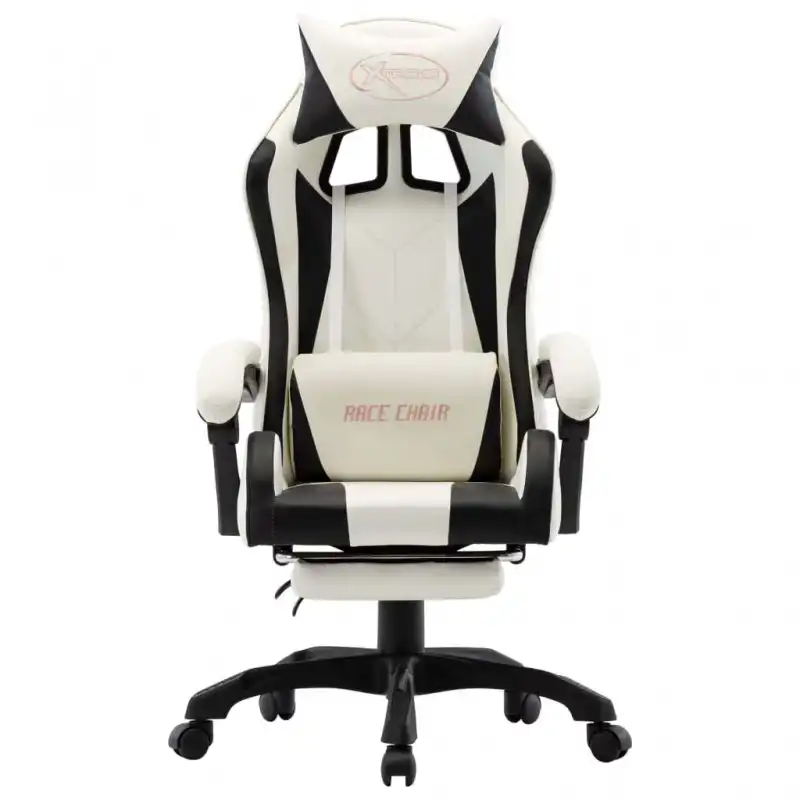 VidaXL Silla Gaming con Reposapiés Negro/Blanco