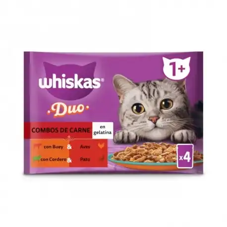 Whiskas Tasty Duo Selección de Carnes Comida Húmeda en Gelatina para Gatos, 52 x 85 gr - Whiskas - Comparador de precios