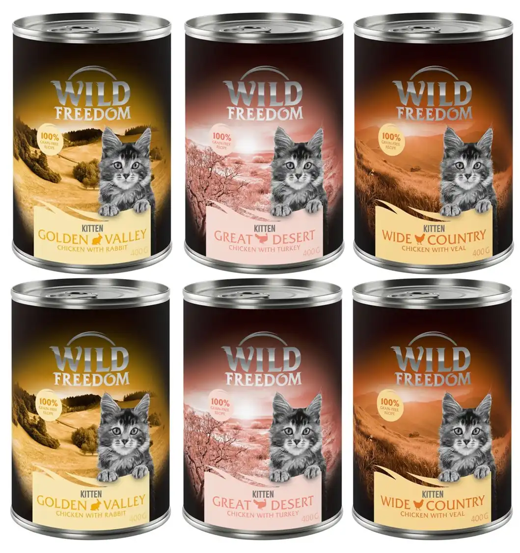 Wild Freedom Kitten 6 x 400 g - Pack Mixto (2 x Great Desert , 2 x Wide Country , 2 x Golden Valley)