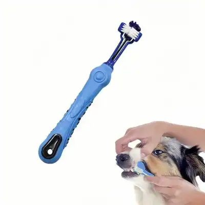 FurryFusion Cepillo de dientes para perros de tres caras - Azul - Furry Fusion - Comparador de precios