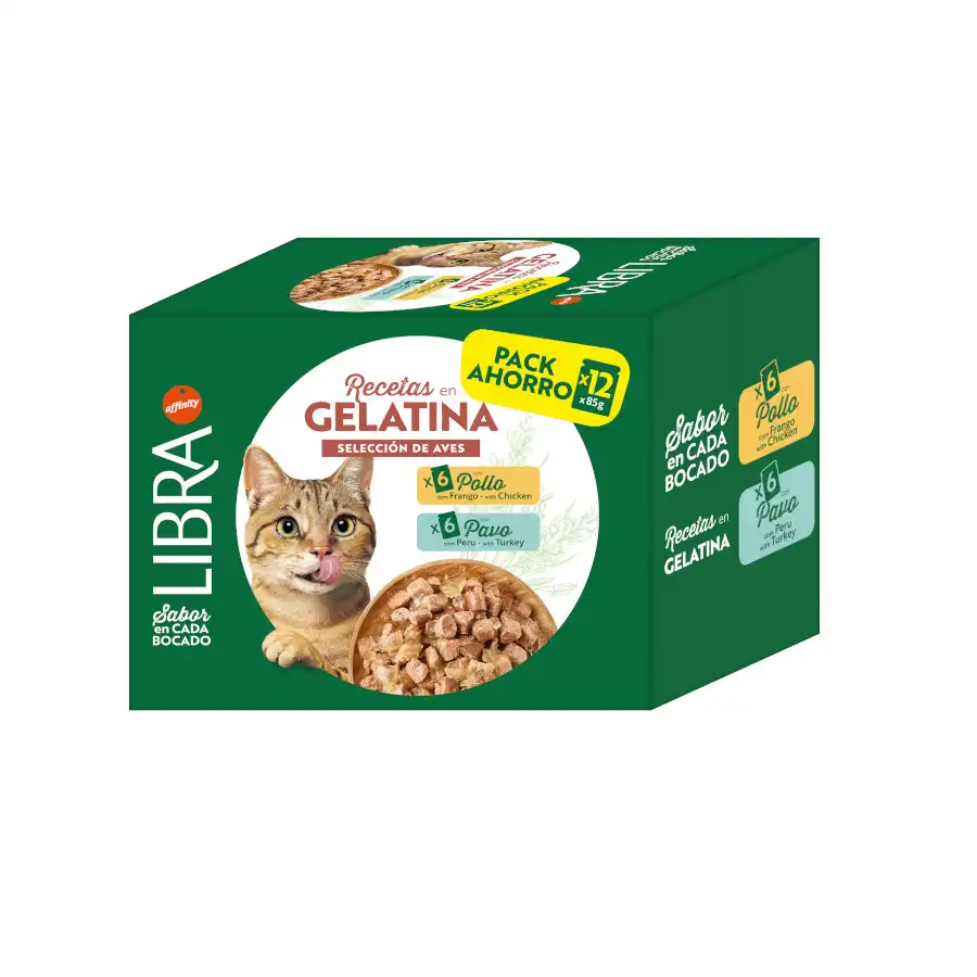 Libra Pollo y Pavo Gelatina para gatos 4 sobres x 85 g - Libra - Comparador de precios