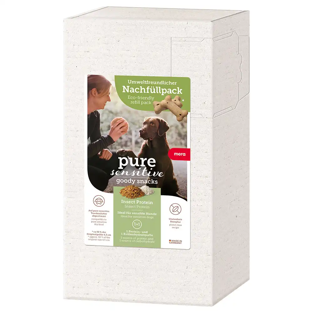 MERA pure sensitive Goody snacks para perros - Pack de relleno insectos y arroz 500 g