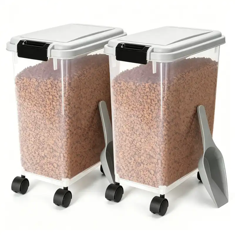 Nobleza 2-Pack Contenedor de Comida para Mascotas 40L – Hermético con Ruedas, Tapa Abatible, Cuerpo Transparente – Almacena Pienso de Perros y Gatos – Incluye Pala – Gris - 20 l - NOBLEZA - Comparador de precios