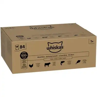 Whiskas 1+ Adult bolsitas 84 x 85 g - Menú variado en gelatina - Whiskas - Comparador de precios