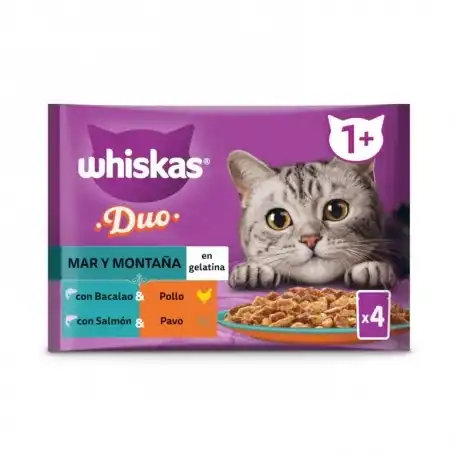 Whiskas Tasty Duo Mar y Montaña Comida Húmeda en Gelatina para Gatos, 52 x 85 gr - Whiskas - Comparador de precios