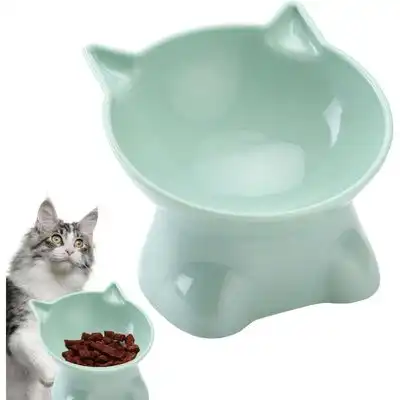 Zoomtopia Comedero elevado para gatos sistema antivómitos inclinación 15° - Verde - Zoomtopia - Comparador de precios