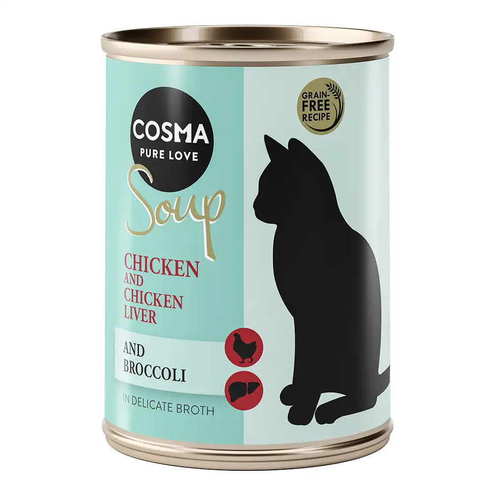 Cosma Soup sopa para gatos 6 x 100 g - Filete de pollo con hígado de pollo y brócoli - Cosma - Comparador de precios