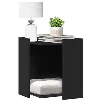 Mueble Arenero Para Gatos Madera Ingeniería Negro 42x42x51 Cm