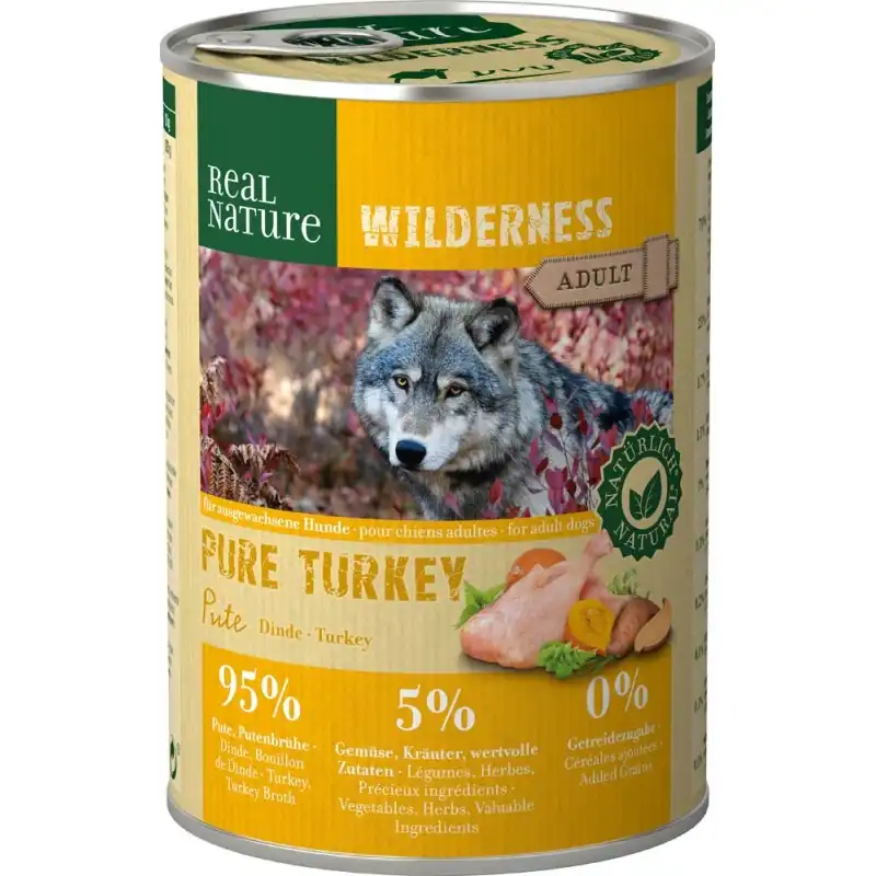 Real Nature Wilderness Latas Perros Adultos Pavo, Unidades 1 x 6 Latas 400 gr - Real Nature - Comparador de precios