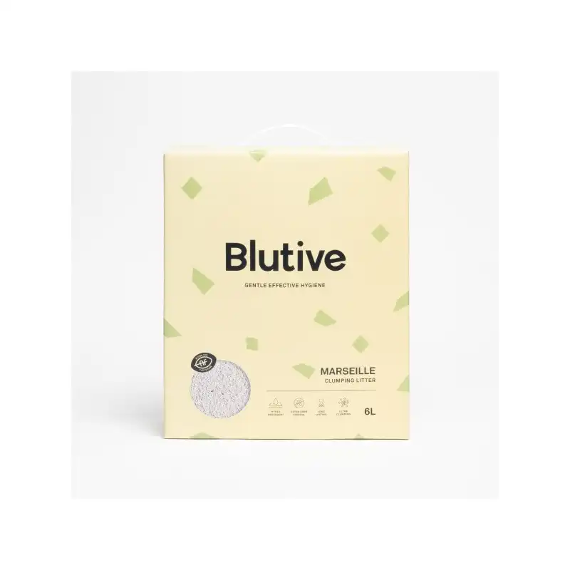 Arena aglomerante Blutive para gatos aroma Marsella 6L, Tipo Marsella - Blutive - Comparador de precios