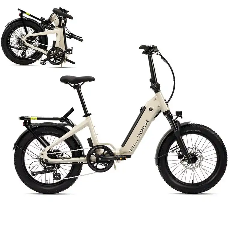 Deruiz Peridot Bicicleta Eléctrica Plegable 20" 500wh Autonomía Máxima De 143km Blanco