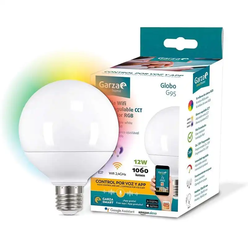 Garza Smarthome Bombilla Globo LED WiFi 12W E27 RGB