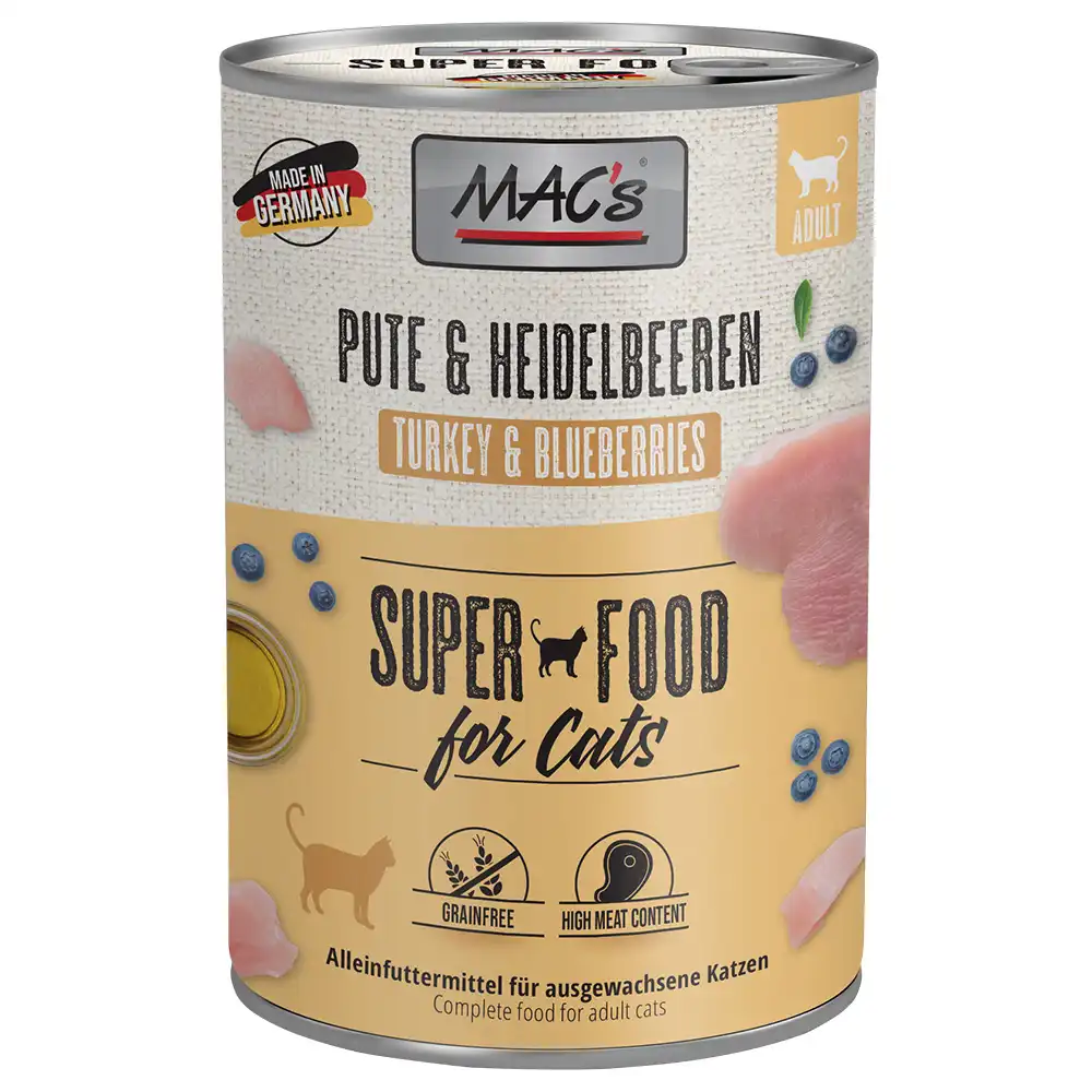 MAC's 6 x 400 g en latas para gatos - Pavo y arándanos - MACs - Comparador de precios
