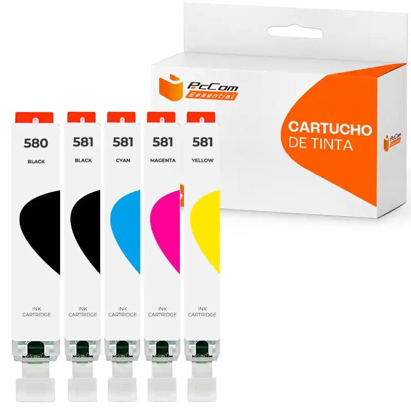 Pccom Essential Cartucho Tinta Compatible con Canon PGI580XXL/CLI581XXL Negro/Cian/Magenta/Amarillo Pack 5