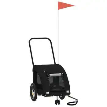 vidaXL Remolque de bicicleta mascotas hierro tela Oxford negro - VIDAXL - Comparador de precios