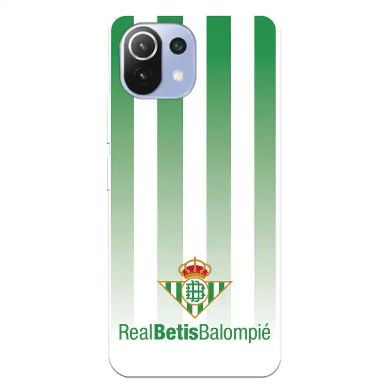 Funda del Betis Fondo Rayas Verdiblancas Licencia Oficial Real Betis Balompié para Xiaomi Mi 11 Lite