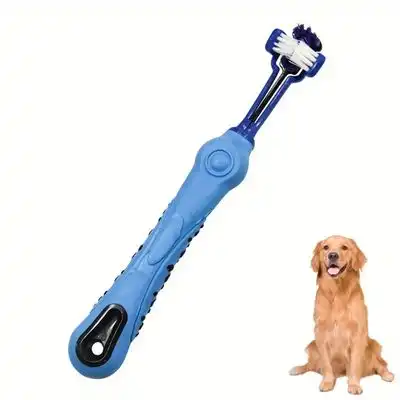 FurryFusion Cepillo de dientes para mascotas de tres cabezales - Azul - Furry Fusion - Comparador de precios