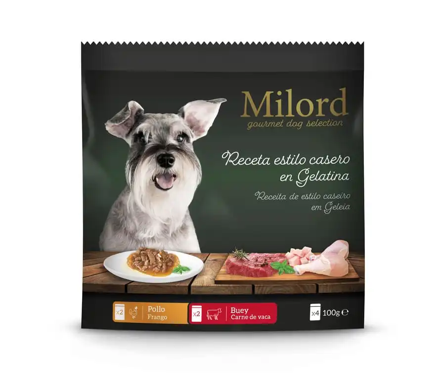 Milord Adult Receta estilo casero en Gelatina con Pollo y Buey sobres para perros - Multipack