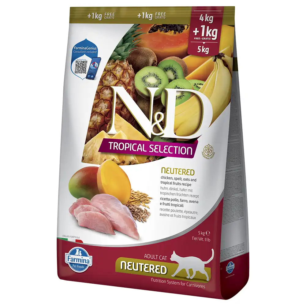 N&D Cat Tropical Selection Neutered con pollo - 5 kg (4 +1 kg)