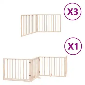 Puerta Para Perros Plegable 10 Paneles Madera De Álamo 800 Cm Vidaxl