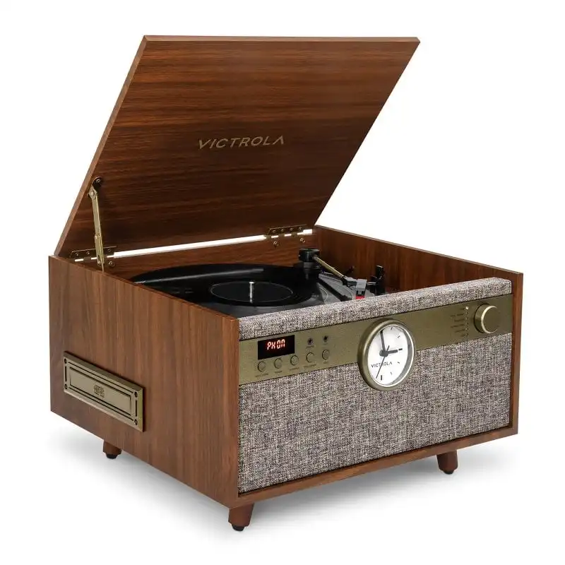 Victrola Tocadiscos Century Con Reloj Nogal