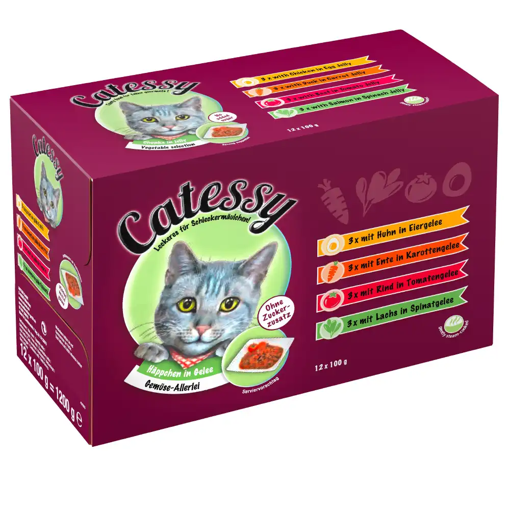 Catessy sobres con verdura en gelatina - 4 surtidos diferentes: 12 x 100 g