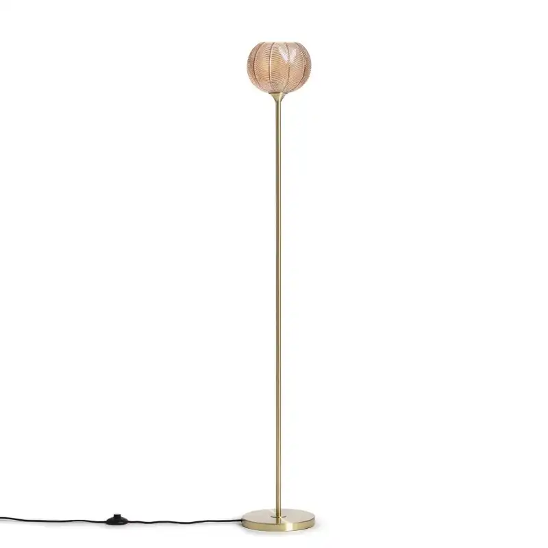 Efectoled Lámpara De Pie Metal Y Cristal Klimt Ámbar