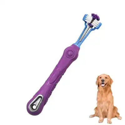 FurryFusion Cepillo de dientes para mascotas de tres cabezales - Púrpura - Furry Fusion - Comparador de precios
