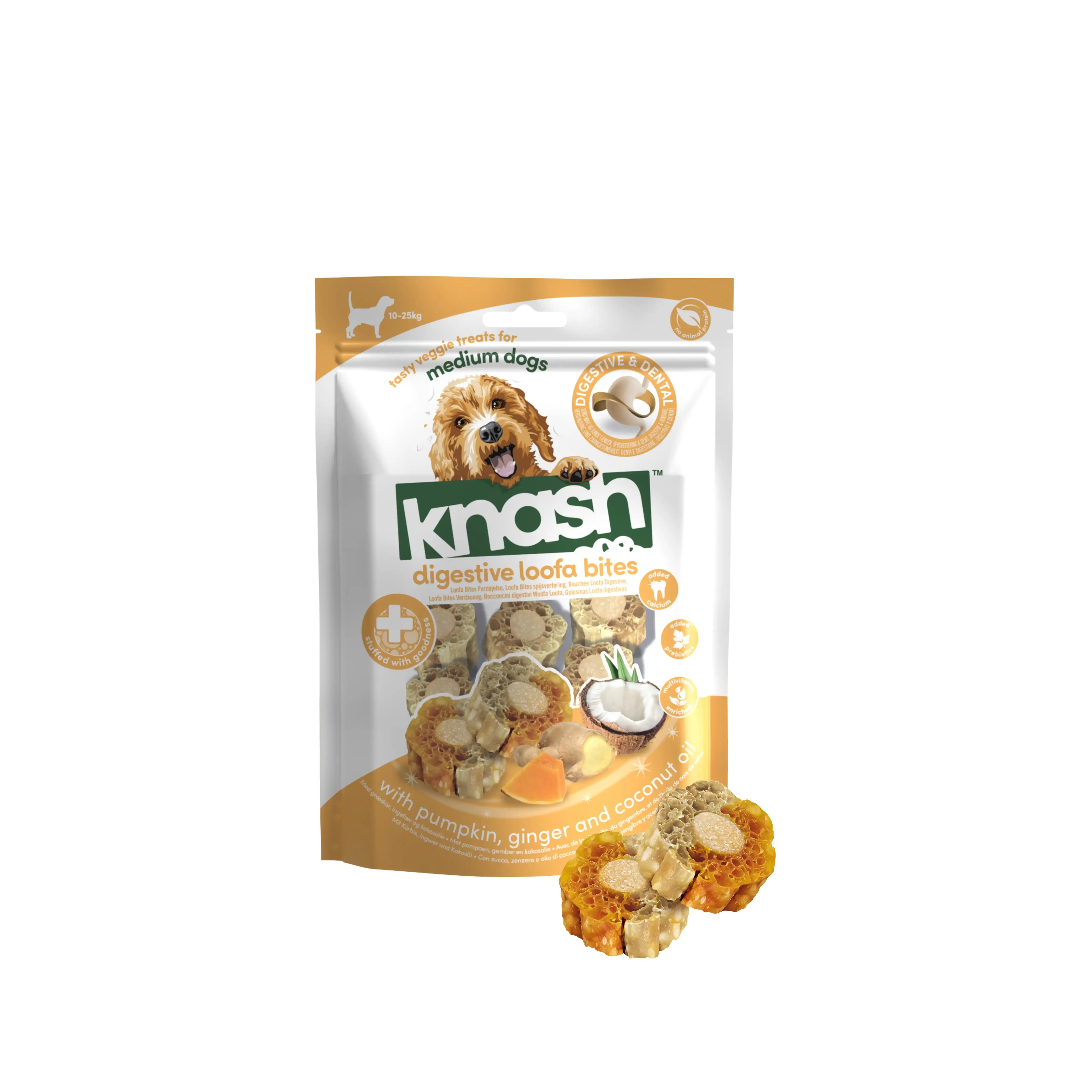 KNASH BITES DIGESTIVE DE CALABAZA, JENGIBRE Y COCO 2 boslas x 100 g - 200 g - Knash - Comparador de precios