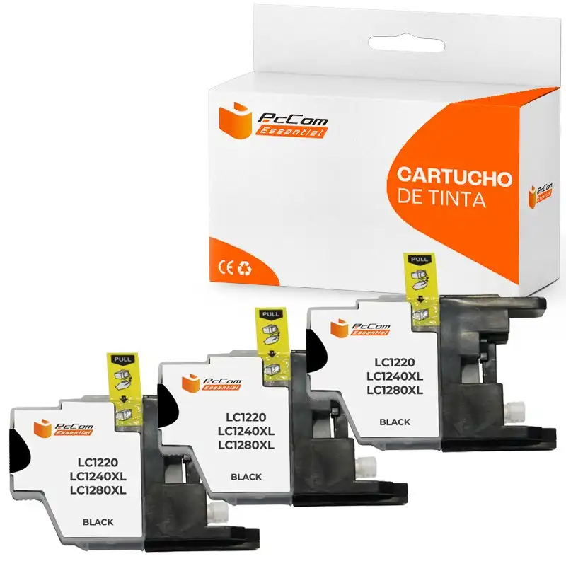 Pccom Essential Brother Lc1240xl/lc1220xl/lc1280xl Cartucho Tinta Compatible Negro Pack 3