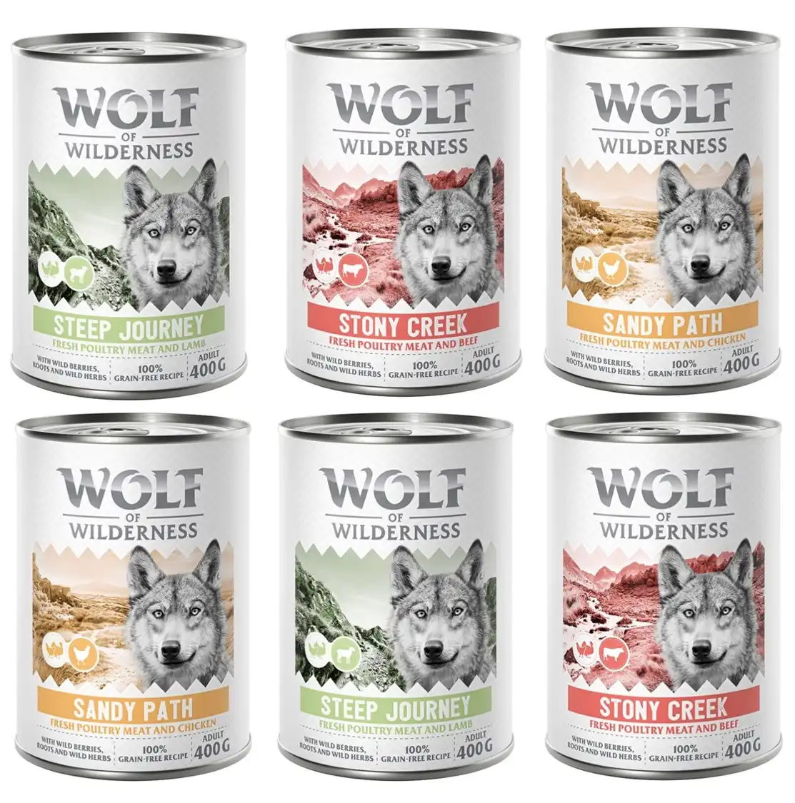 Wolf of Wilderness Expedition 6 x 400 g - Pack mixto - Wolf of Wilderness - Comparador de precios