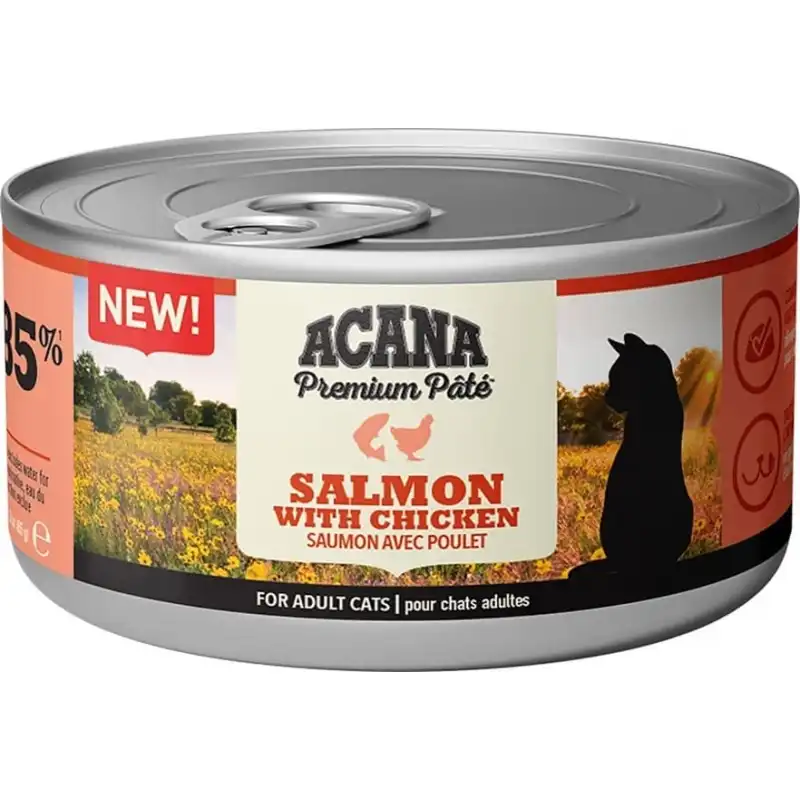 Acana Pack De Latas Salmón y Pollo Para Gatos Adultos, Peso 1 x 24 latas 85 gr - Acana - Comparador de precios