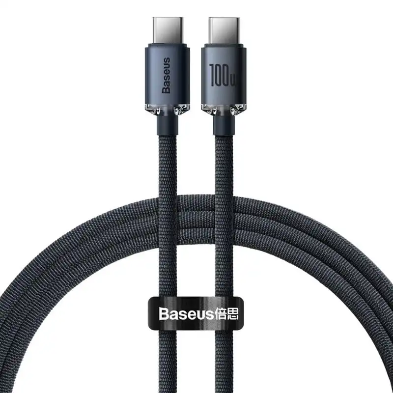 Baseus Crystal Shine Cable Trenzado USB-C a USB-C 100W 1.2m Negro