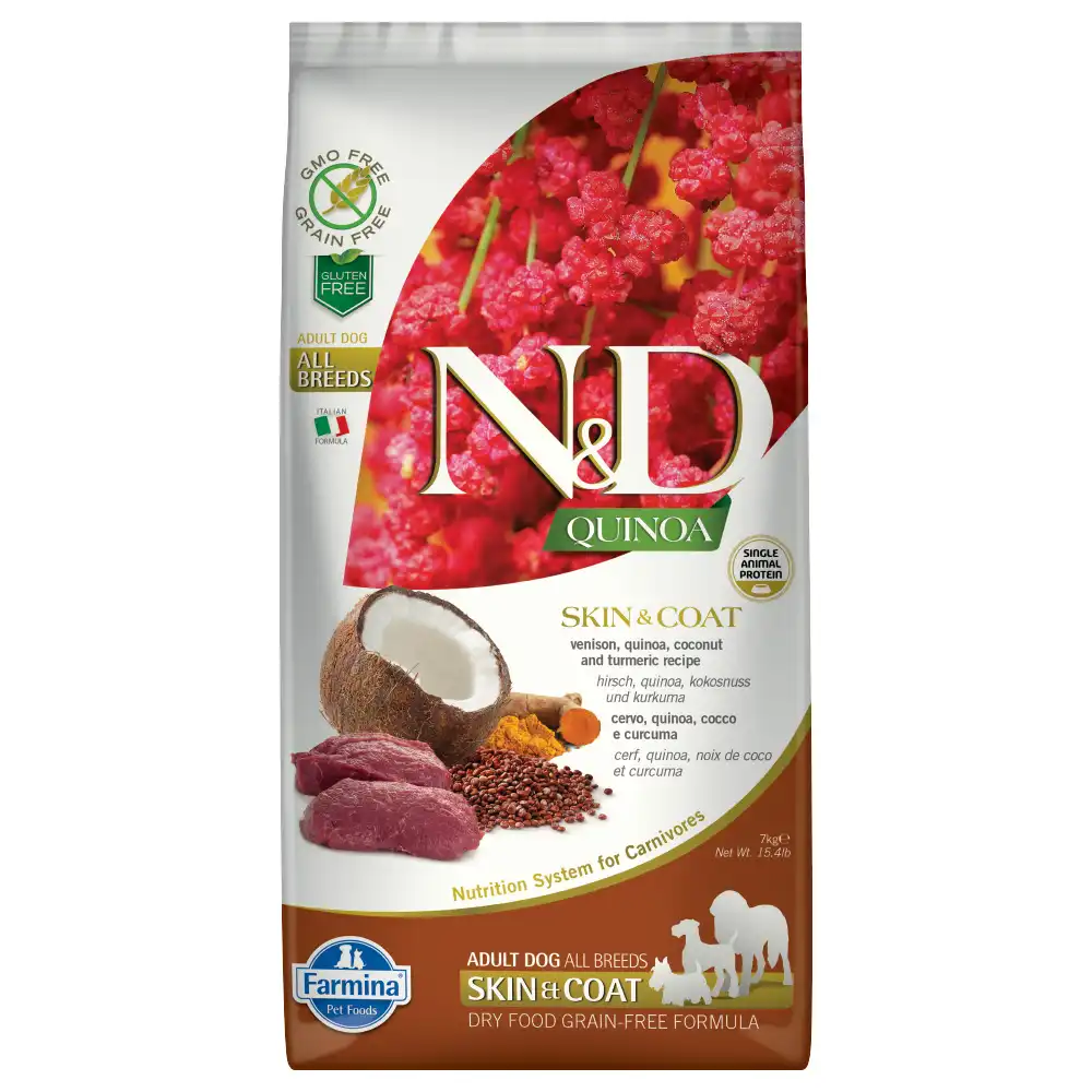 Farmina N&D Quinoa Skin & Coat Venado, quinoa, coco y cúrcuma Adultos - 7 kg - N&D Quinoa Dog - Comparador de precios