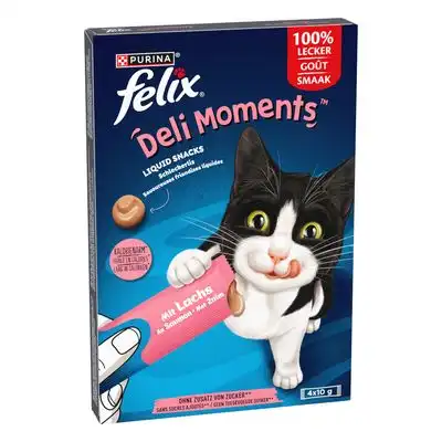 Felix Deli Moments snacks líquidos para gatos - Salmón (4 x 10 g) - Felix - Comparador de precios