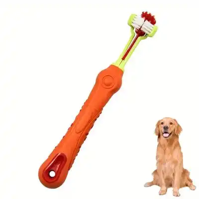 FurryFusion Cepillo de dientes para mascotas de tres cabezales - Naranja - Furry Fusion - Comparador de precios