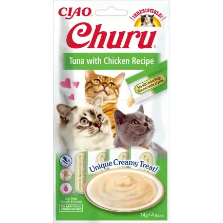 Pack Churu para gato adulto Pure de Atun Con Pollo, 12 x 56 gr - Churu - Comparador de precios