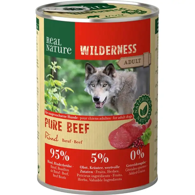 Real Nature Wilderness Latas Perros Adultos Ternera, Unidades 1 x 6 Latas 400 gr - Real Nature - Comparador de precios